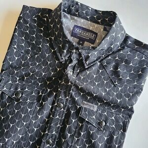 Panhandle Performance Polo Shirt Mens M Texas Longhorn AOP Cowboy Ranch Snap